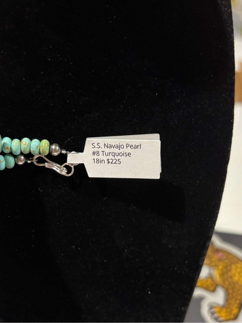 #8 Turquoise Beaded Necklace with Sterling Silver Pearls-Navajo - Picture 4 of 5